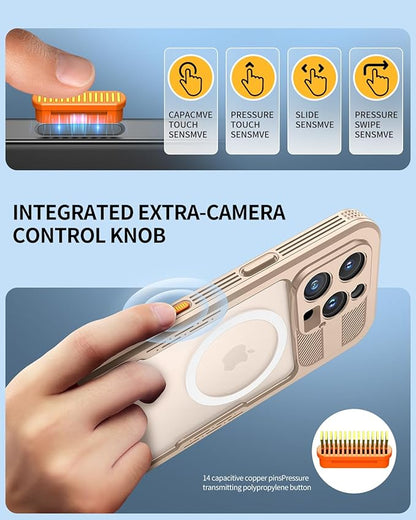Lanhiem Magnetic for iPhone 16 Pro Case, IP68 Waterproof Dustproof Case, [Compatible with Magsafe] [Built-in Screen Protector] Full Body Heavy Duty Rugged Phone Cover 6.3 inch, Desert