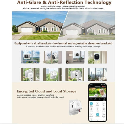 Diyeeni 2K 3MP Window Camera for Home Security - 5G/2.4GHz WiFi Wireless Camera with Bluetooth, Anti Glare Security Cameras, Motion Detection, 2-Way Audio, Real Time Reminder