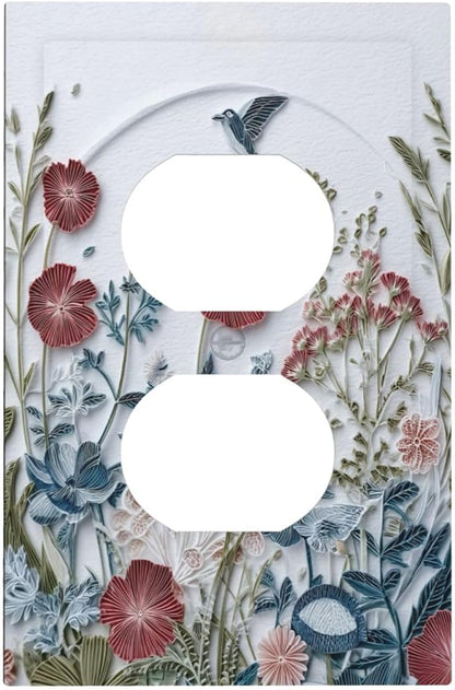 Bvtewkhz Wildflowers Flowers Floral Plants Duplex Outlet Wall Plate Cover Decorative Light Switch Covers Electrical Faceplate Switch Plates for Bathroom Kitchen Home