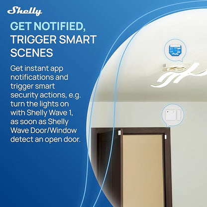 Shelly Wave Door/Window White, Z-Wave Long Range Operated Sensor, Home Automation, Compatible with Alexa, Google Home, SmartThings & Home Assistant, Bulletproof Security, Lux & Tilt Angle Measurement