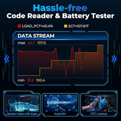 TOPDON AL500B OBD2 Scanner Battery Tester 2 in 1 Code Reader, Full OBDII Diagnosis, 12V Battery Tests & 12V/24V Cranking Tests, Charging Tests, Scan Tool, Car Diagnostic Tool for All OBDII Cars