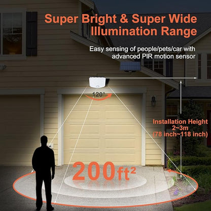 JumJam 153 LED Solar Wall Lights, 180°Beam Angle Solar Security Lights Outdoor, Motion Sensor Lights Outside with Remote, Waterproof Flood Light for Porch, Patio,Yard,Garage,2 Pack