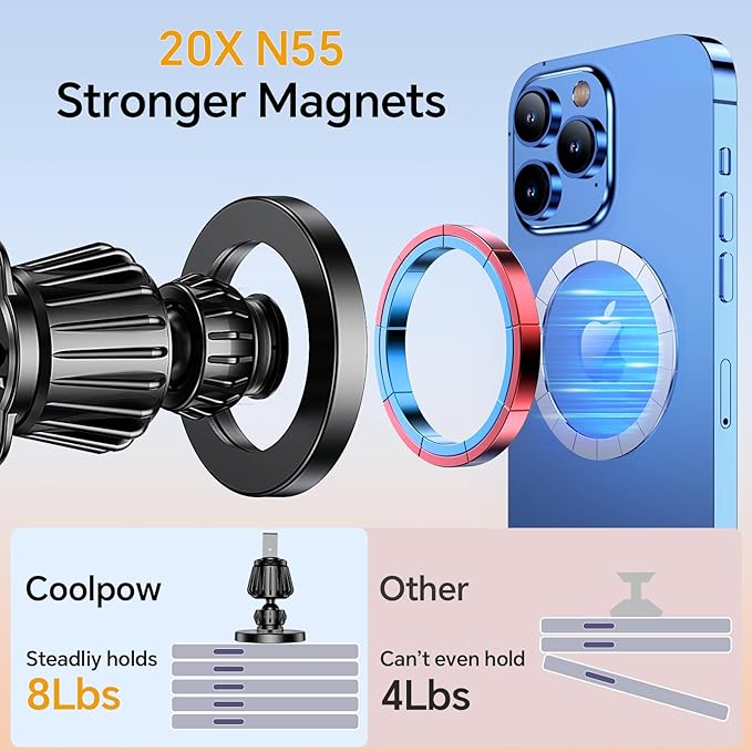 for MagSafe Car Mount【 Windshield + Vent + Dash 】 Magnetic Phone Holder for Car Phone Holder Mount Cell Phone Holders for Your Car Truck Suction Car Phone Mount for iPhone 16 Pro Max 15 14 13 12 Plus