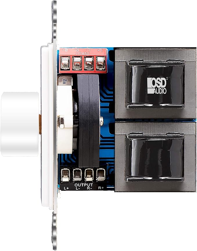 OSD Audio 100W in Wall Volume Control Impedance Matching for Home Speakers, Rotary Knob White SVC100