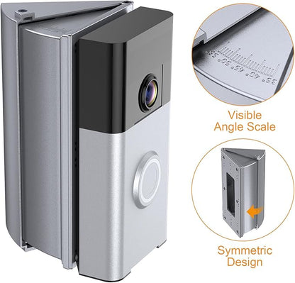 NANW Adjustable 30 to 55 Degree Doorbell Angle Mount Compatible with Video Doorbell 1/2/3/4/Wired/Pro/(2020 Release), Replacement Mounting Bracket Wedge Kit, Silver