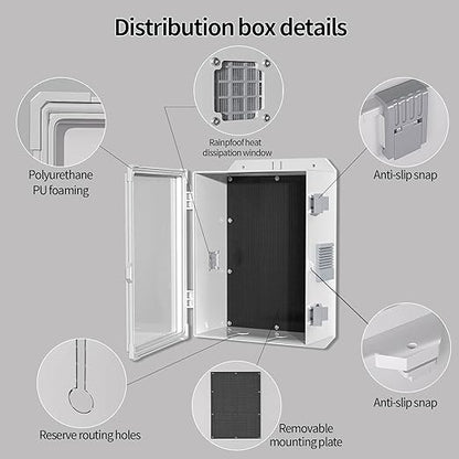 Namunanee Outdoor Electrical Junction Box, ABS Water Resistant Enclosure with Internal Mounting Panel & Hinged Cover (13" H* 9.2" L* 5.6" W)