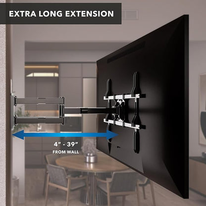 Mount-It! The Beast Full Motion TV Wall Mount for Extra Large 85, 90, 98, 100, 110" TVs with 39 Inch Long Reach Extension Arms - 275 Lbs Capacity Heavy Duty Dual Arm TV Mount