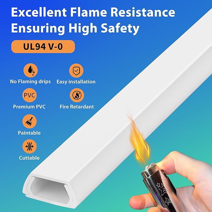 66in YCLYC Wire Covers for Cords Kit, Black Wall Cord Hider Hide Cords, Cord Covers for Wires on Wall, TV Cable Hider Wall Kit, Easy to Install Cord Cover, Cable Management Wall 4XL16.5 W0.86 H0.43in