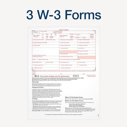 Adams W-2 Forms 2025, 6-Part Kit for 26 Recipients, Includes 26 Envelopes, 3 W-3 Forms, QuickBooks Compatible, eFile Access and Printing Through Adams Tax Forms Helper Software (1017238)