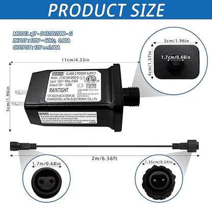 12V 2A Class 2 Power Supply Replacement LED Transformer IP44 LED Light Controller Low Voltage Transformer for Christmas String Light Inflatable Device (12V24W 1PC)