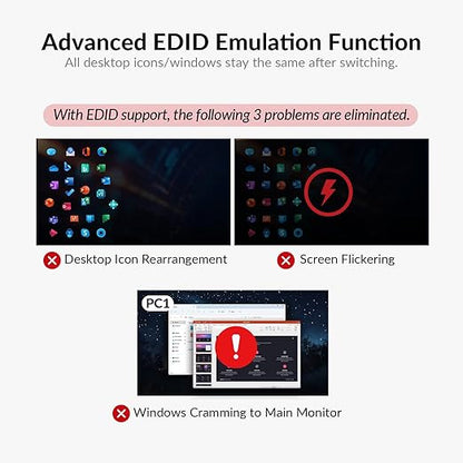 AV Access Docking Station KVM Switch 1 Laptop & 2 Desktop PCs, Dual 4K@60Hz Monitors, EDID Emulation, 100W USB-C Charging, Gigabit Ethernet,High Refresh Rates,Ideal for Gaming, Office & Creative Work
