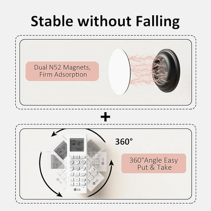 Vaszu Remote Control Holder Magnetic Wall Mount Self-Adhesive, 6 Pack Upgraded Silicone Remote Organizer Storage 360° Rotation Wall Holder for Home Office TV, Fan and Air Conditioner Remote Control