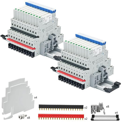 20Pcs Electromechanical Relay 6Amp Miniature Power Relay 110V-120V AC 1NO 1NC SPDT with LED Indicator, Socket Base, DIN Rail Slotted
