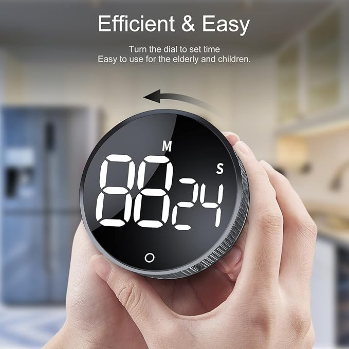 AVINIA Digital Kitchen Timers, Visual timers Large LED Display Magnetic Countdown Countup Timer for Classroom Cooking Fitness Baking Studying Teaching, Easy for Kids and Seniors Silver