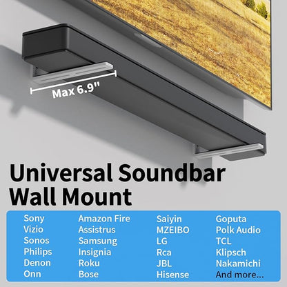 suptek Universal Soundbar Wall Mount Shelf – Wall Mount Bracket for Sony, Samsung, Vizio, LG, Sonos Sound Bars – Under TV Mounting, Space-Saving Design (SBR001GDLW)