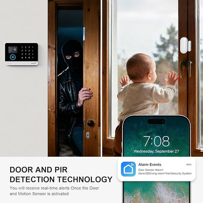 LWOHSI WiFi Alarm System,Wireless Home Security Systems with 10 Door/Window Sensors,5 Motion Detector,Loud Siren,Remote,4G GSM/Tuya APP Alerts,24/7 Professional Monitoring,Work with Alexa