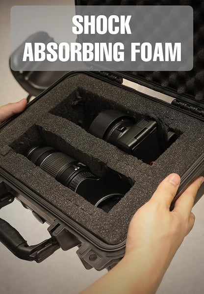 14x 11.5x 6.5 Inch Hard Case, Portable Weather Waterproof Protective Camera Case with Customizable Foam, Fit Use of Drones, Camera, Equipments, Black，upgraded