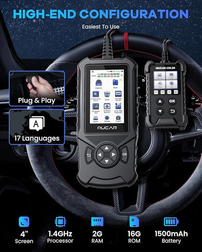 MUCAR CDE900 OBD2 Scanner, Check Engine System Car Code Reader, Automotive Diagnostic Scan Tool with 4 Inches Touchscreen, Cover 106 Brands, FCA Autoauth, Wireless Update