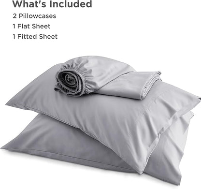 Bedsure California King Sheet Sets, Cooling Sheets, Rayon Derived from Bamboo, Breathable & Soft, Deep Pocket Up to 16 Inches, Hotel Luxury Silky Bedding for Hot Sleepers, Silver Grey