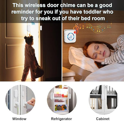 SanJie Door Sensor Chime for Door Opens, Business/Home/Office/Store, 500 FT Range, 26 Chimes, 5 Adjustable Volume, 3 Sensors + 2 Receivers