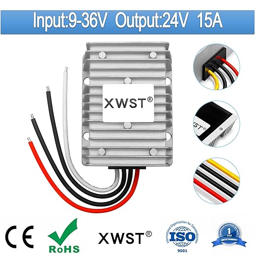 DC DC Stabilizer 9V-36V to 24V Boost Buck Converter Power Supply 15A 360W Waterproof Voltage Regulator Auto Step Up Down 24V Volt Transformer Module
