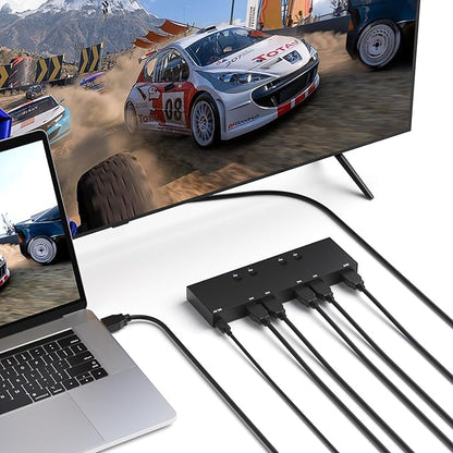 4 in 1 Out HDMI Converter with 4k@60Hz HDMI Switch & Infrared Remote Control - Ideal for Nintendo Switch/OLED/Xbox PS5/4/3 Blu-Ray Player Fire TV Stick Roku Apple TV Chromecast PC