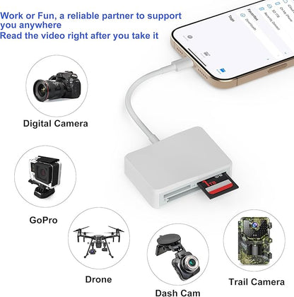 SD Card Reader, 4 in 1 USB C to SD/TF/CF/MS Card Reader with USB to USB C Adapter Memroy Card Reader for iPhone 17/16/15 Pro Max iPad Pro MacBook Pro/Air iMac M4/M3/M2 Android Phone/Tablet PC (White)