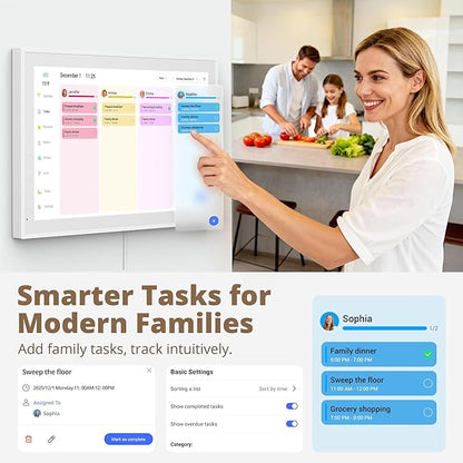 Dragon Touch 21.5 inch Digital Calendar Chore Chart – Interactive Touchscreen, Smart Family Planner, Hearth Display Desk Digital Calendar Seamless Scheduling