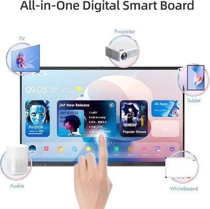 QIXZOCV 55" Smart Board, Interactive Whiteboard, 4K Electronic Board, UHD Touchscreen, Android 13, 8+128G, All in One Smartboard for Classroom Office Home (Wall Mount Included)
