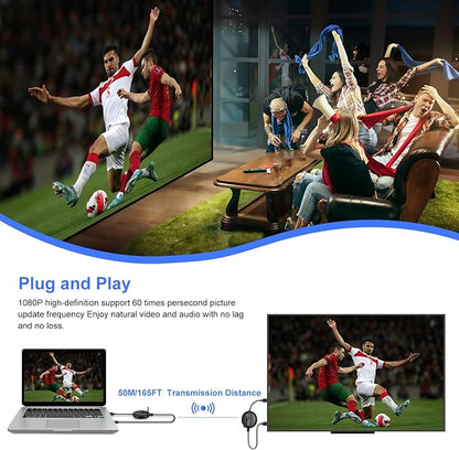 YUYUNLOMN Wireless HDMI Two Receivers and One Transmitter,165FT/50M,@60fps,Up to 4 RX(TVs),2.4/5GHz Wirelessly Stream to Multiple Screens,HDMI Wireless Adapter for TV Box/DSLR Camera/Projector/Laptop