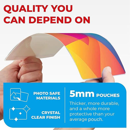5MIL Thermal Laminating Sheets (225 Count) Letter, Photo, Card, Notecard, ID Badge and Business Card Sizes, Laminating Pouches, Compatible with Laminators, Crystal Clear Laminated Finish