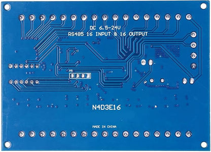 16 Input 16 Output Expansion Board RS485 16 Channel Remote Control Switch Module PLC IO Module DC 6.5‑30V for Smart Home Camera(Single board)