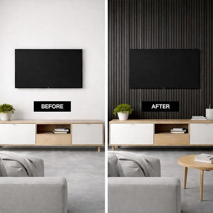 2-Pack Wood Panels for Wall - Acoustic Wood Slat Wall Panels, Soundproof Wooden Paneling for Interior Decor