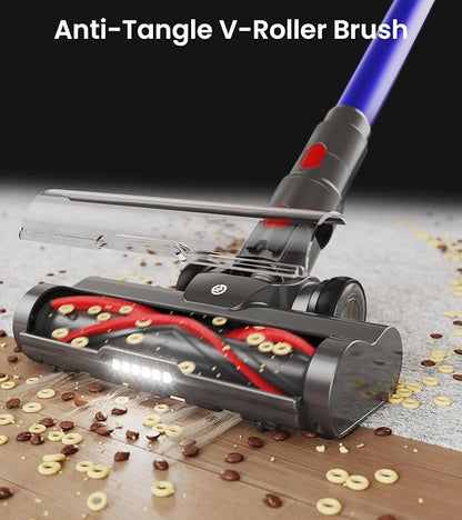 FKIEN Cordless Vacuum Cleaner, 550W 45kPa 65Mins Vacuum Cleaners for Home with LED Display, Self-Standing Stick Vacuum with Anti-Tangle Brush, Rechargeable Vacuum Cordless for Pet Hair/Carpet/Floor