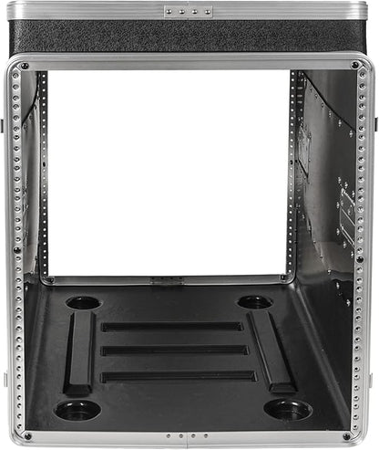 Sound Town Lightweight and Compact 10U ATA ABS Rack Case, with Slant Mixer Top, Casters, 24.5" Depth, 12U Top and 10U Side Spaces (STMR-A12X10UW)