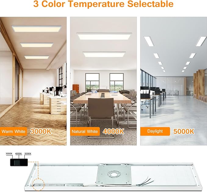 Mcacggo 1x4 LED Flat Panel Light Flush Mount 4-Pack, 3000K/4000K/5000K Selectable, Ultra-Thin Surface Mount LED Ceiling Light for Kitchen, Triac Dimmable, Bright 4400LM, 100-277V, White