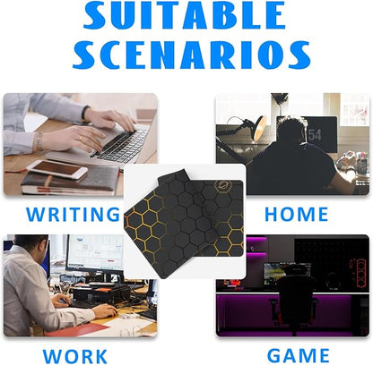 Desk Mat, Black Gold Honeycomb Technology Extended Gaming Mouse Pad Large, 35.4"x15.7" Big Mouse Pad with Non-Slip Base and Stitched Edge, Long Computer Keyboard Mouse Mat for Home Office Work