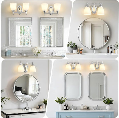 EJIAXIN Bathroom Vanity Lights Over Mirror, 2 Light Bath Vanity Light Modern Chrome Bathroom Lighting Vanity Light Vintage Style for Living Room Cabinet Bedroom Restroom
