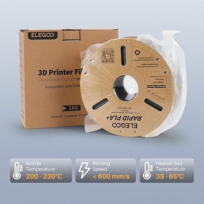 ELEGOO Rapid PLA Plus Filament 1.75mm Orange 1KG, PLA+ 3D Printer Filament for 600 mm/s High Speed Printing, Dimensional Accuracy +/- 0.02 mm, 1kg Cardboard Spool(2.2lbs)