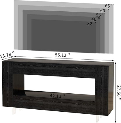 Vavkorkula TV Stand for 65 Inch with 2 Large Drawers & Hidden Storage Cabinets, Modern Farmhouse Entertainment Center Television Stands for Living Room Bedroom, Black