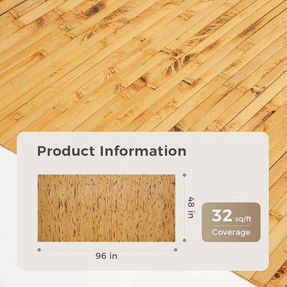 OUZUGIE 1 Pack 96x48 Inch Natural Bamboo Wall Panel – Yellow Burned Pole Wrap Paneling for Walls, Ceilings, Cabinets, Furniture – Ideal for Bedroom, Living Room & Office DIY Decor