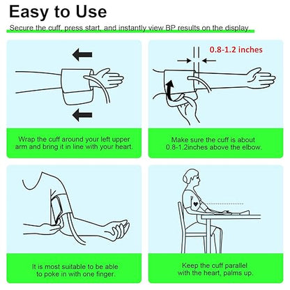 Blood Pressure Monitor Upper Arm: Automatic Blood Pressure Monitors for Home Use - Electric BP Machines Large Cuff 8.7"-16.5" Adjustable - LCD Digital Display 2 Users 99 Sets Memory