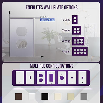 ENERLITES Elite Series Duplex Outlet Receptacle Cover, Screwless Wall Plate, Standard Size, 1-Gang 4.68" x 2.93", Unbreakable Polycarbonate Thermoplastic, UL Listed, SI8821-SV-5PCS, Silver, 5 pack