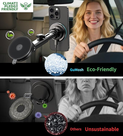 for Mag-Safe Car Mount Charger Dash Vent Windshield Wireless Car Charger with LED Light, Strong Magnetic Phone Holder for Car for iPhone 16 15 14 13 12 Series(Cyan)