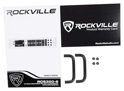 Rockville RCS350-6 350W 6 Zone 70V Commercial Amplifier, Bluetooth, USB, Optical, Rack Mount, for Restaurants and Offices