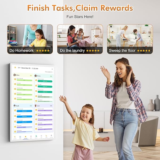 27" Smart Digital Calendar for-Family-Business-Schedules - 1920 x 1080 IPS Full HD Touch Screen Wall Mounted Electronic Calendar, Auto-Sync Google iCloud Outlook Calendars, Christmas Gift for Mom Dad