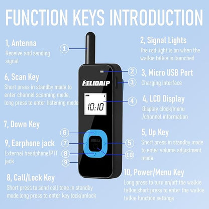 ELIDAIP T-M1 Super Mini Walkie Talkies with Headsets Portable Two Way Radio for Adults, Long Range Walkie Talkie for Hotel, Outdoor Sport, Restaurants, Hospital,Supermarket,Hiking,Camping, 3 Pack