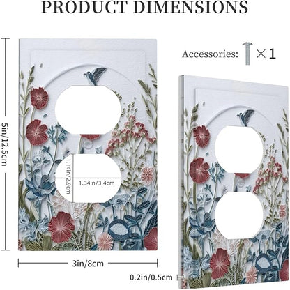 Bvtewkhz Wildflowers Flowers Floral Plants Duplex Outlet Wall Plate Cover Decorative Light Switch Covers Electrical Faceplate Switch Plates for Bathroom Kitchen Home
