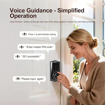 Smart Keyless Entry Door Lock with App Control, Electronic Touchscreen Keypad Deadbolt with Doorbell, App Remote, Voice Prompt, Auto Lock, IP55 Waterproof, 500+ User Capacity, Easy Installation