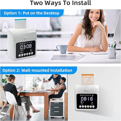 Time Clock with Passcode, Auto-Align Time Clocks for Small Business, Time Clock Punch Machine with 50-Piece Time Cards, and One Ink Ribbon Cartridge